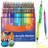 80 Colors ClickLink Acrylic Markers with 80 Ink Refills (64 Classic+12 Metallic+4 Glitter) (160 Pieces Total) - Funto